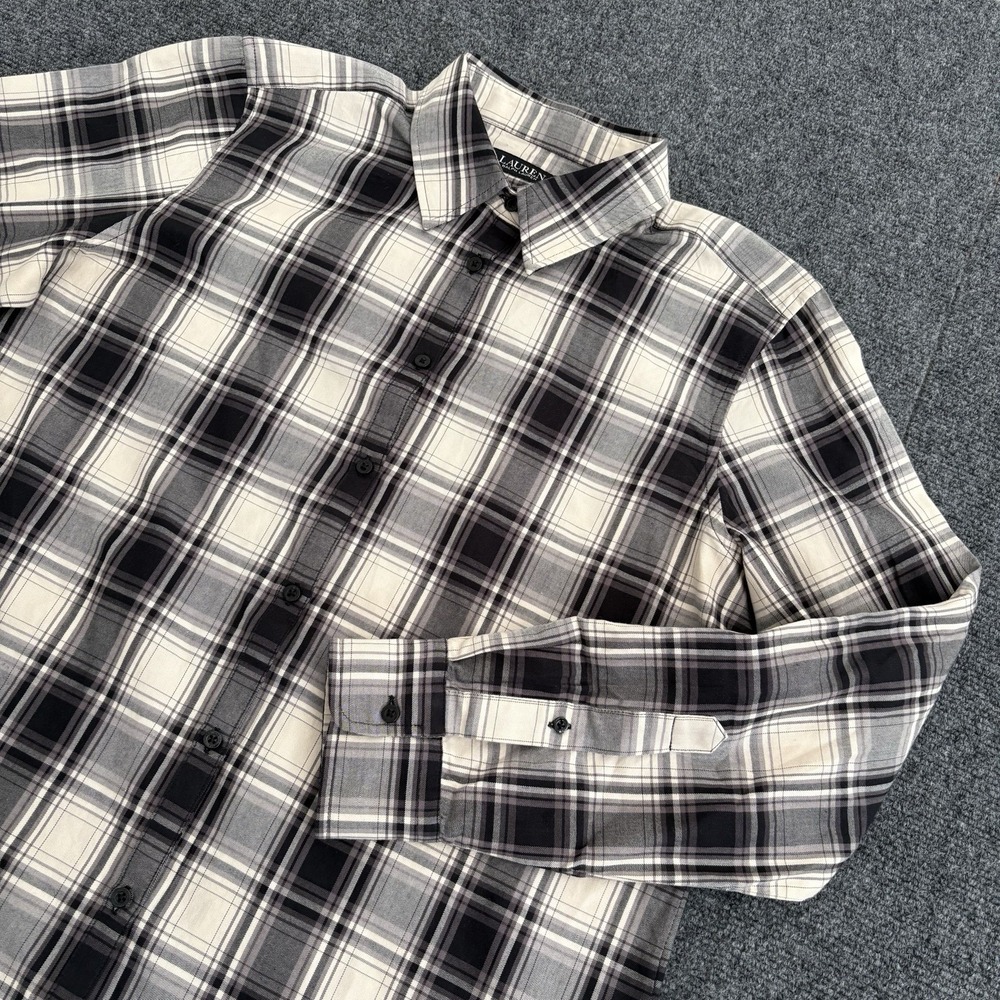 Lauren Ralph Lauren Men's Large Black Plaid Button Long Sleeves Shirt